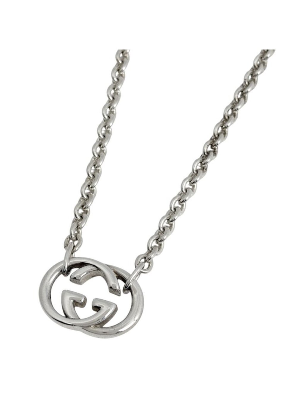 Gucci Necklace GG Logo Interlocking G 925 Sterling Silver